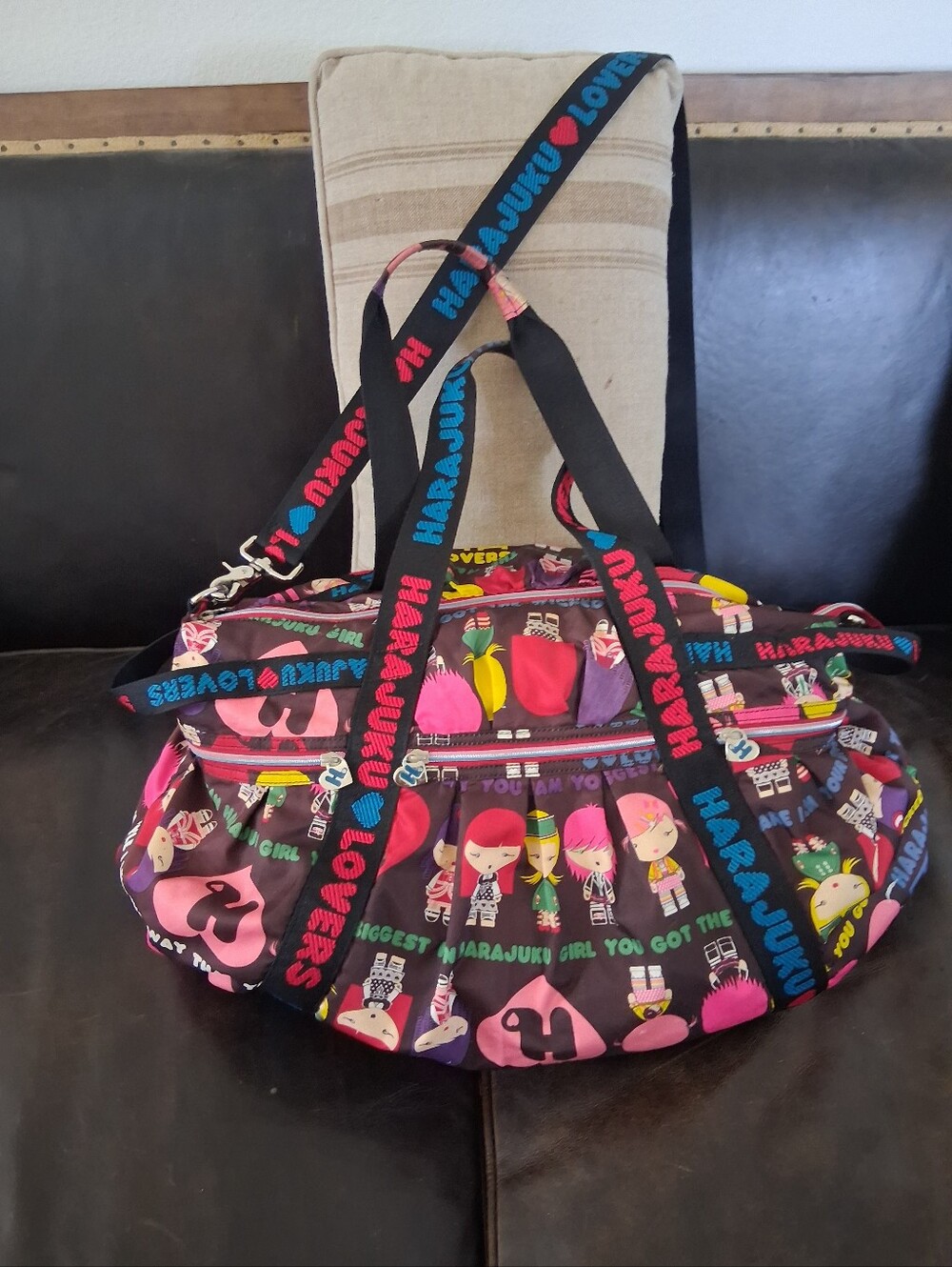 Harajuku Lovers Pink/Black Printed Duffel Bag